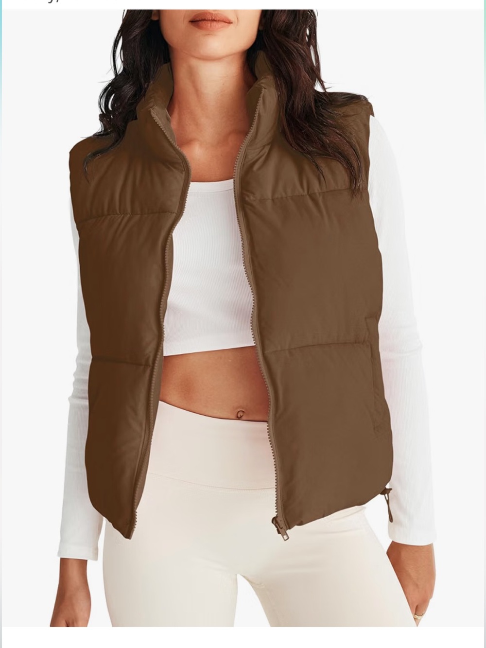 Women’s Brown Puffer Vest - Lightweight Quilted Jacket